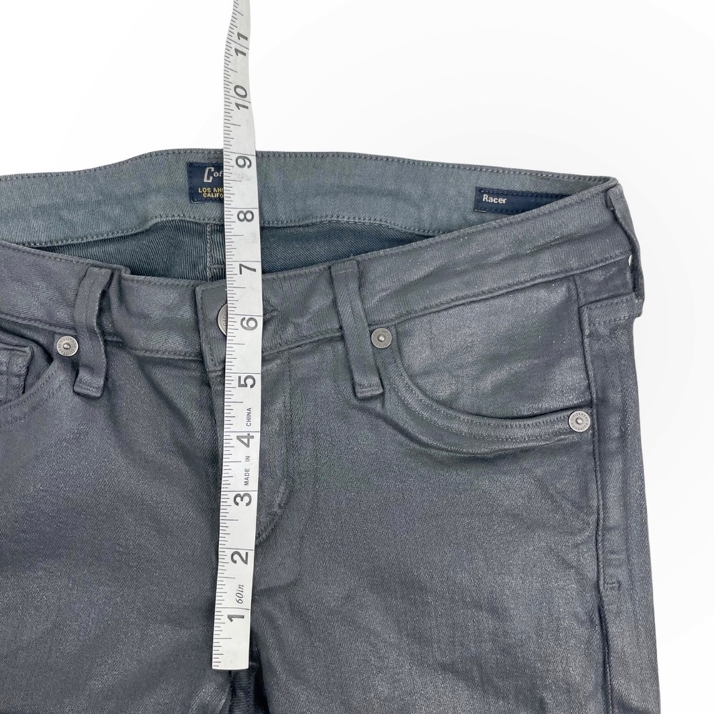 Citizens of Humanity Racer Charcoal Gray Coated Skinny Jeans Leatherette Size 25 - Picture 8 of 9